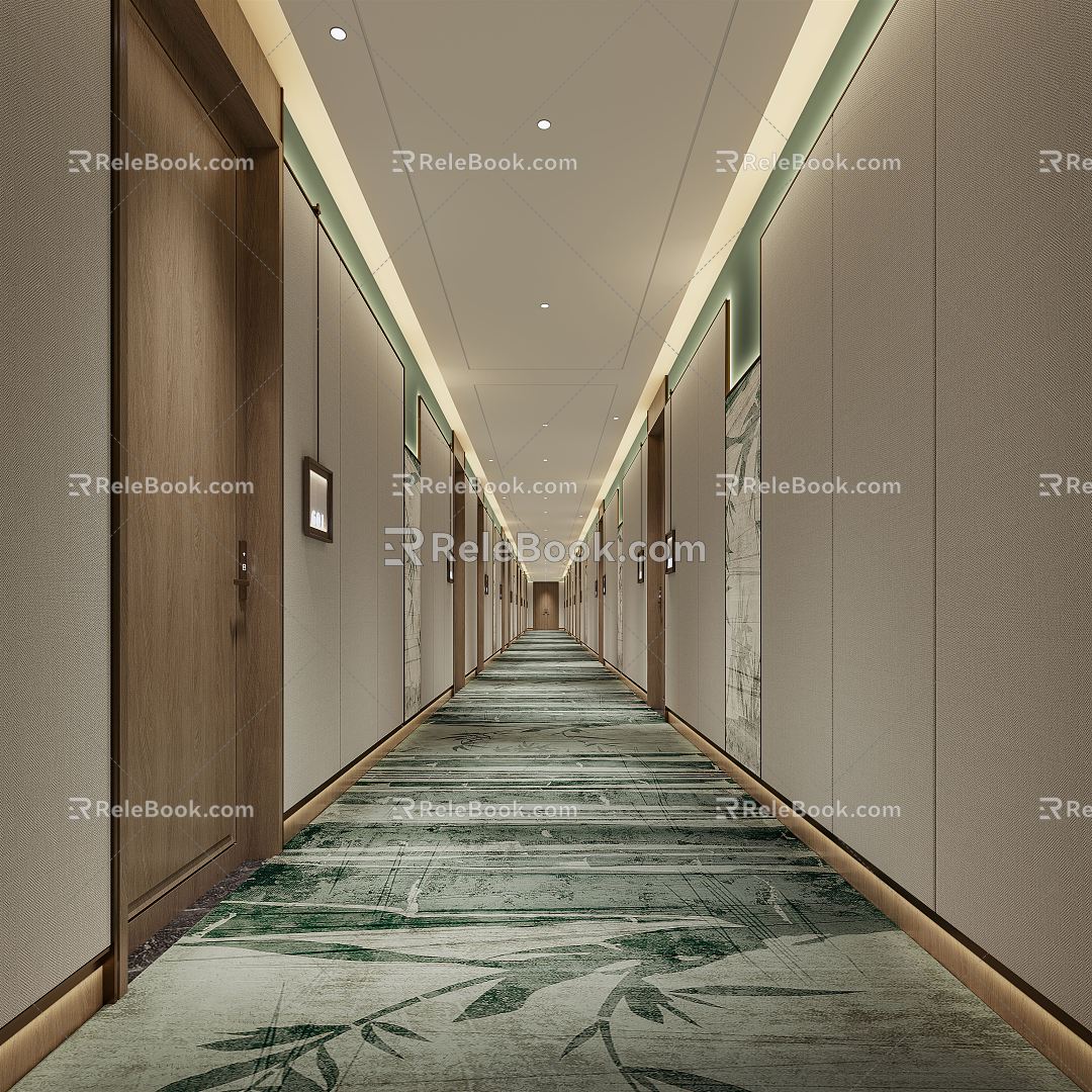 New Chinese Hotel Aisle Hotel Entrance Aisle 3d model