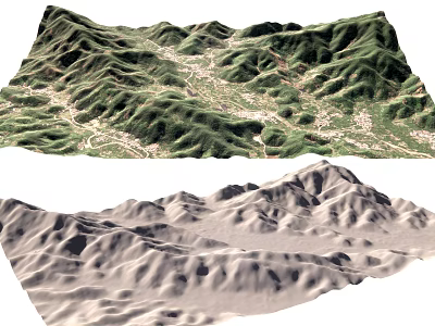 Aerial Planning of Mountain Terrain with Topographic 3D Model and Natural Features 3d model