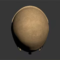 Golden Vintage Helmet Sculpture With Detailed Carving Patterns And Reflective Base