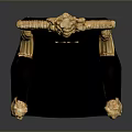 Luxury Black And Gold Single Chair With Carved Golden Details And Letter M