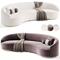 Luxury Upholstered Curved Double Seater Sofa With Throw Pillows And Plush Blanket For Cozy Living Room
