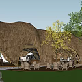 Curved Wooden Boutique Guesthouse Architecture With Arched Design And Outdoor Seating