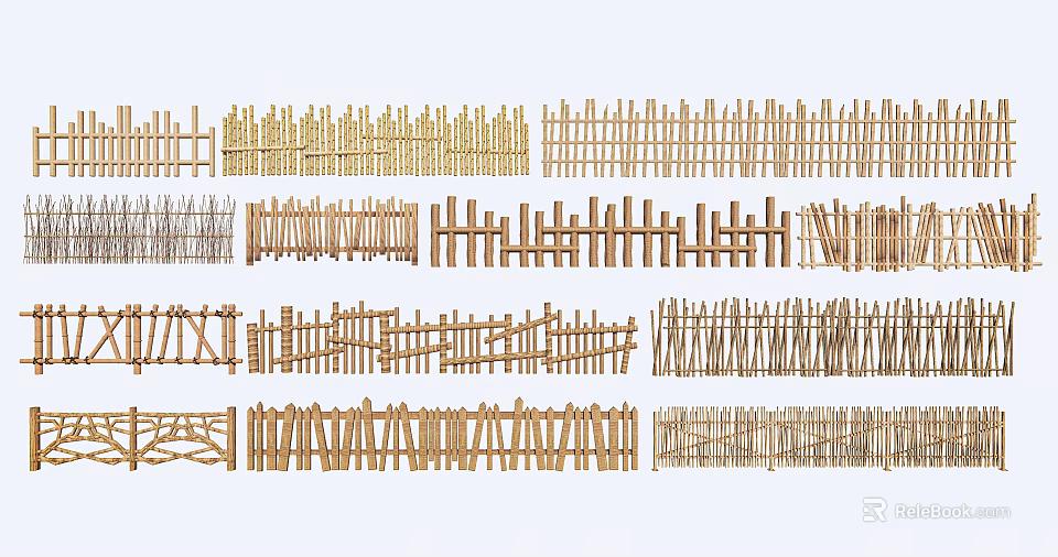 Various Wooden Garden Fence Designs For Outdoor Privacy And Decoration 3d model 
