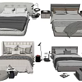 Modern Double Bed Designs With Gray Tones Pillows Blankets Bedside Lamps And Nightstands