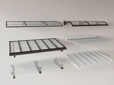 Various Modern Canopy Styles With Glass Panels And Metal Frame Designs 3d model
