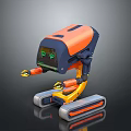 Colorful Robot Design Featuring Orange Blue Body Green Eyes And Yellow Mechanical Arms With Tracks