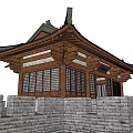 Ancient Chinese Architecture With Traditional Roof And Stone City Wall Arched Entrance