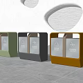 Public Facility Colorful Recycling Trash Bins In Three Colors With Classification Signs