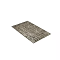 Classic Vintage Square Rug With Intricate Pattern And Distressed Neutral Tones