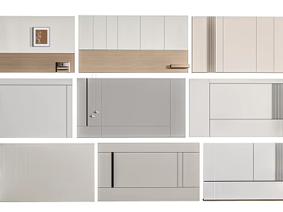 Modern Wall Paneling Designs In White Light Wood And Gray For Interior Decoration 3d model