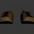 Brown Leather Casual Shoes With Laces And Retro Stitching Design