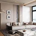 Modern Living Room Sofa Combination Coffee Table Carpet Floor Lamp 3d model