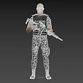 Man Wearing Camouflage Uniform Holding Rifle With Tactical Vest And Black Boots