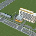 Modern Hospital Building Exterior Design With Yellow White Facade And Glass Windows