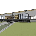 Modern Detached House With Green Grass Roof And Wooden Deck Exterior