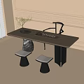 Modern Tea Table and Chair Combination Tea Set Stool 3d model