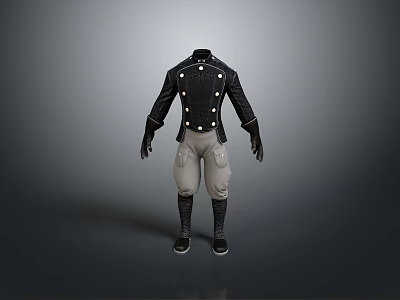 Stylish Apparel Collection Including Black Jacket Light Colored Pants and Black Boots for Daily Use 3d model