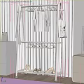 White Clothes Rack With Hanging Clothes Scarf Canvas Bag Lower Hooks And Shoes