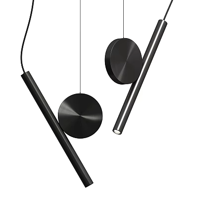 Sleek Black Modern Ceiling Lights With Circular And Linear Designs 3d model