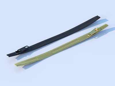 Black And Light Green Daily Use Zippers With Metal Sliders For Clothing Bags And Accessories 3d model