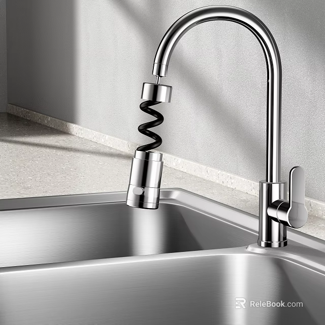 Modern Stainless Steel Kitchen Sink Faucet With Sleek Design And Clean Lines 3d model 