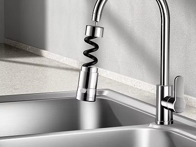 Modern Stainless Steel Kitchen Sink Faucet With Sleek Design And Clean Lines 3d model