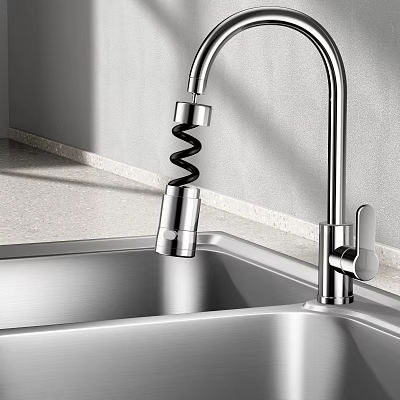 Modern Stainless Steel Kitchen Sink Faucet With Sleek Design And Clean Lines 3d model