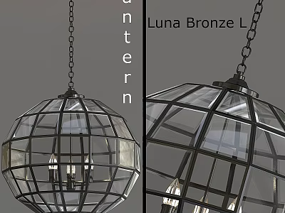Luna Bronze Chandelier Spherical Glass And Metal Frame Modern Home Decor Lighting Fixture 3d model
