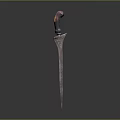 Vintage Weapon Design With Red Carved Handle And Sharp Metal Blade