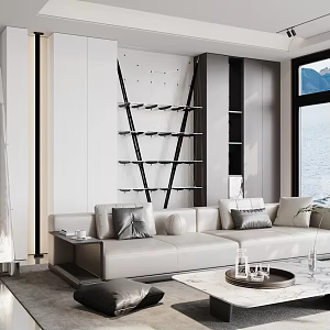 Living room sofa coffee table carpet decoration 3d model