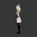 Game Movie Character with Fox Ear Hat Blonde Hair White Purple Outfit and Boots
