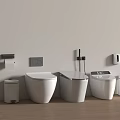 Modern Bathroom Toilet Design With White Toilets Toilet Paper Holder And Trash Can