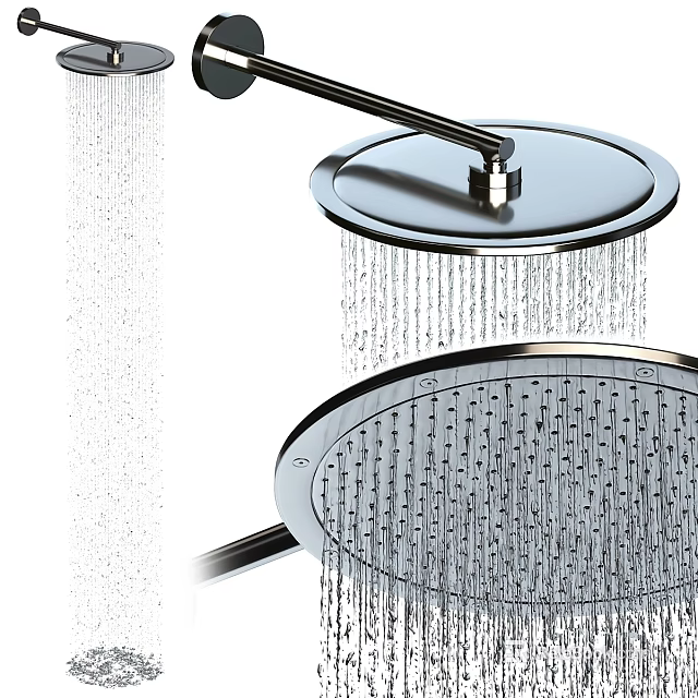 Modern Stainless Steel Shower Faucet With Rainfall Water Flow And Dual Spray Heads 3d model 