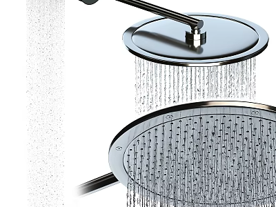 Modern Stainless Steel Shower Faucet With Rainfall Water Flow And Dual Spray Heads 3d model