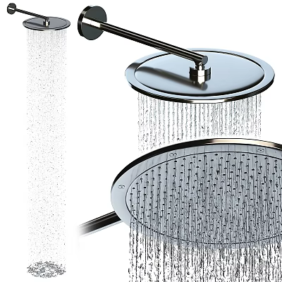 Modern Stainless Steel Shower Faucet With Rainfall Water Flow And Dual Spray Heads 3d model