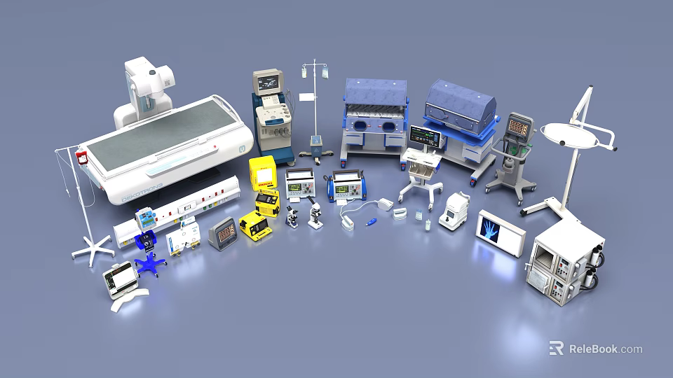 Advanced Medical Equipment Collection Featuring Diagnostic Monitors Surgical Tools And Healthcare Devices 3d model 