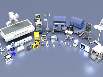 Advanced Medical Equipment Collection Featuring Diagnostic Monitors Surgical Tools And Healthcare Devices 3d model