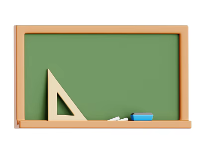 Sculpture Carving Workstation Setup on Green Blackboard Wooden Frame with Triangle Ruler Chalk and Eraser Tools 3d model