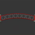 Chinese Style Red Arch Bridge With Traditional Railings And Wooden Deck