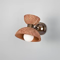 Brown Textured Lampshade Brass Base Wall Lamp with White Bulb 3d model