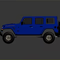 Blue Jeep SUV With Black Roof And Golden Wheels Off Road Design