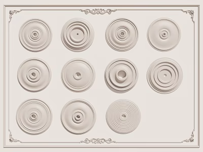 European-style light panel gypsum round light panel 3d model