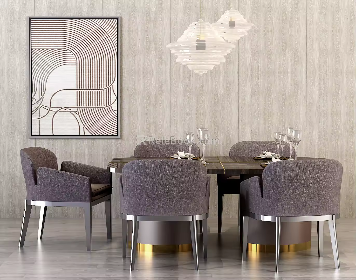Modern Dining Table and Chair Combination Dining Table and Chair 3d model