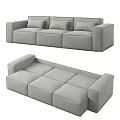 Modern Gray Fabric Three-Seater Sofa With Modular Sections For Living Room Interior 3d model
