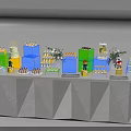 Colorful Coffee Break Area With Tiered Cakes Drinks And Flower Decorations