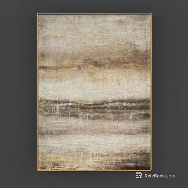 Neutral Abstract Painting With Earthy Tones Textured Layers For Home Decor 3d model 