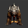 Mythical Armored Beast With White Spiked Armor And Orange Tail Details