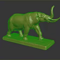 Shiny Golden Elephant Statue On Square Base With Dark Surface Reflection 3d model