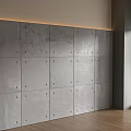 Gray Panels Background Wall With Metal Rivets And LED Strip Lighting In Modern Interior Space 3d model