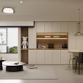 Modern Minimalist Living Dining Room Interior With Brown Sofa Dining Table And Natural Light